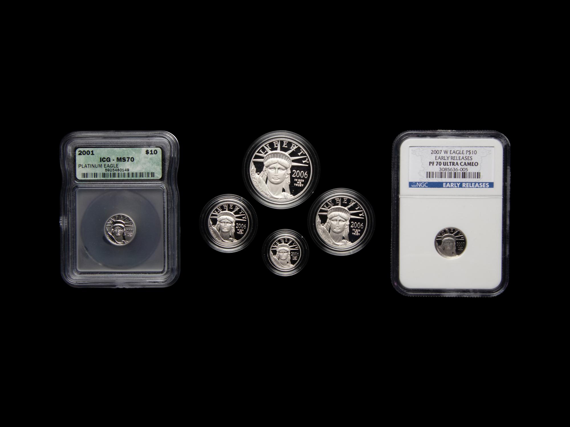 A Group of Six Platinum Eagle Proof and Mint Coins