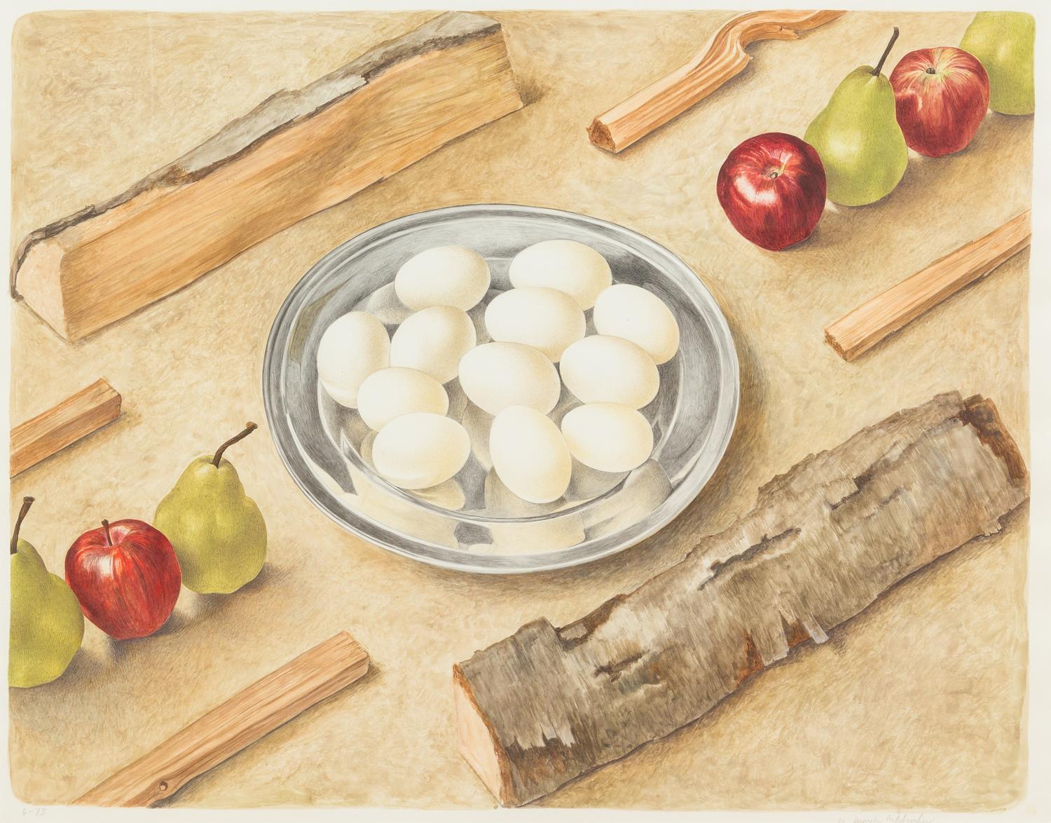 Martha Erlebacher, (American, b. 1937), Still Life with Dishes of Eggs, 1973