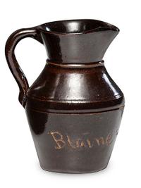 A Miniature Albany Slip-Glazed Political Campaign Favor Pitcher