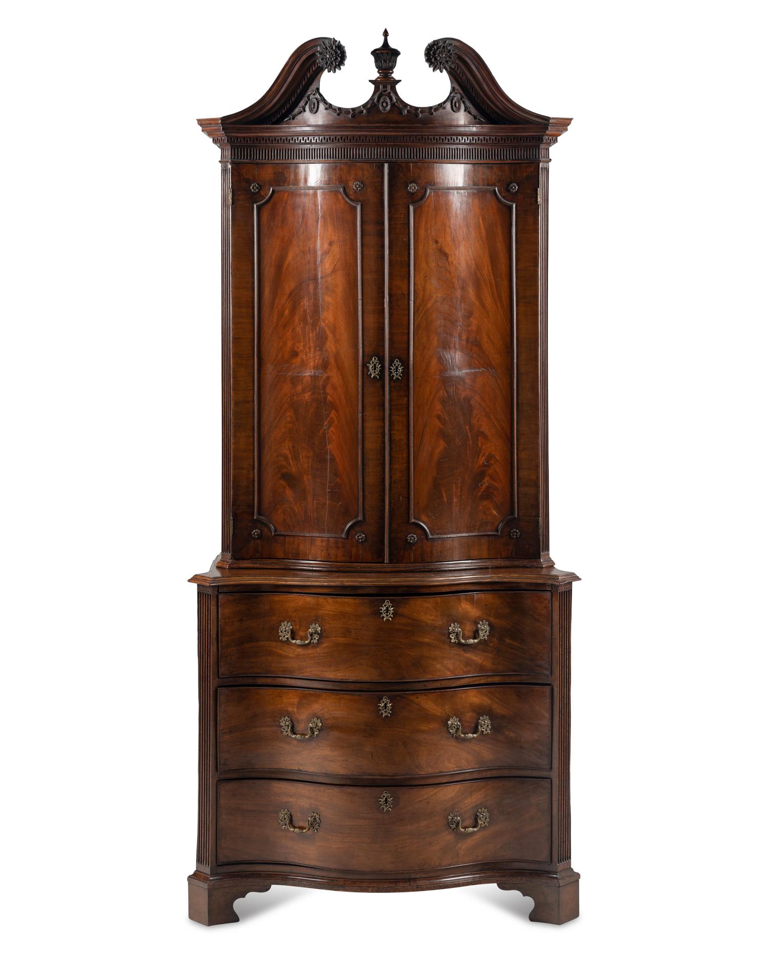 A George III Mahogany Serpentine Bookcase