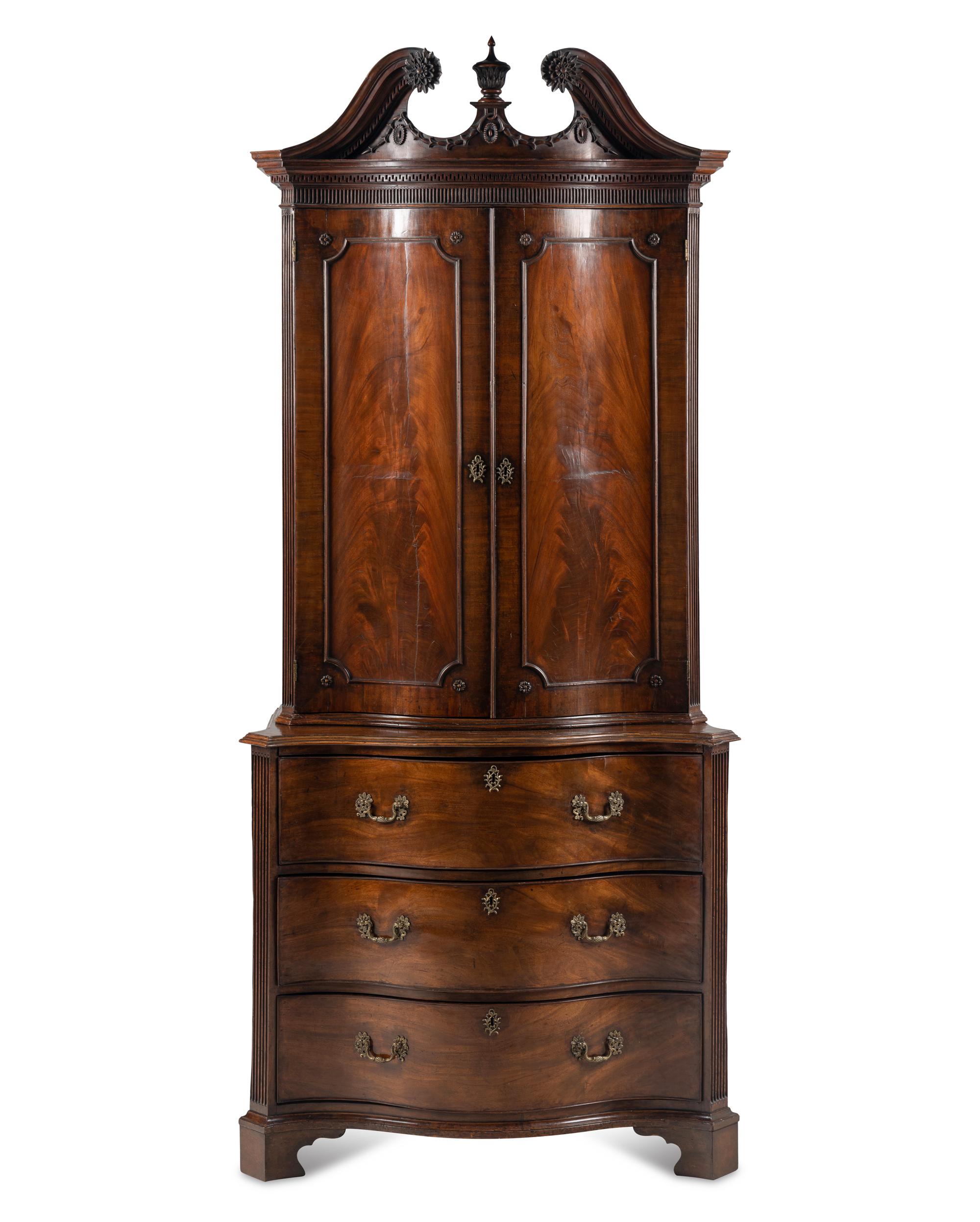 A George III Mahogany Serpentine Bookcase