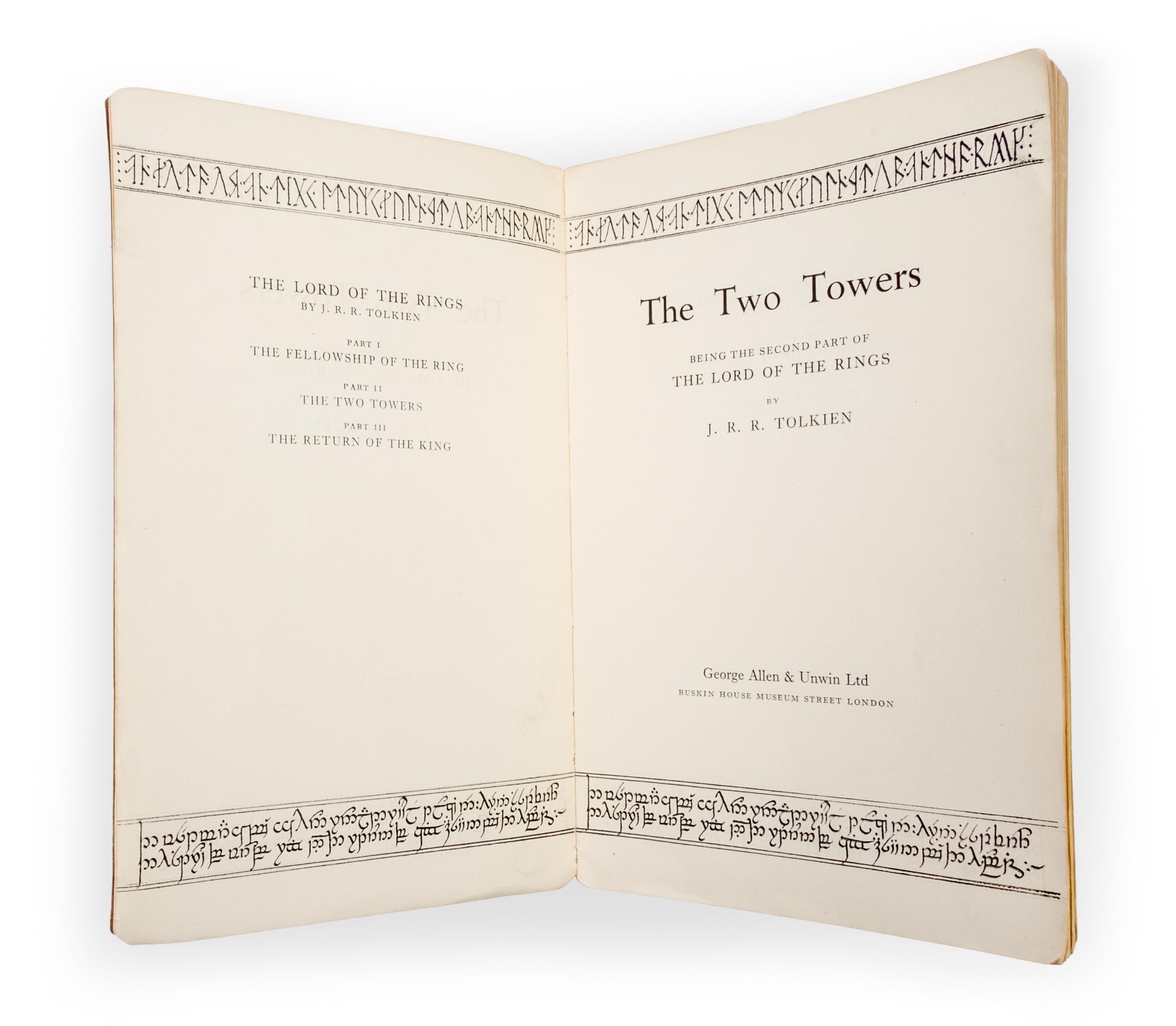 TOLKIEN, J. R. R. The Two Towers. London, 1954. Proof copy.