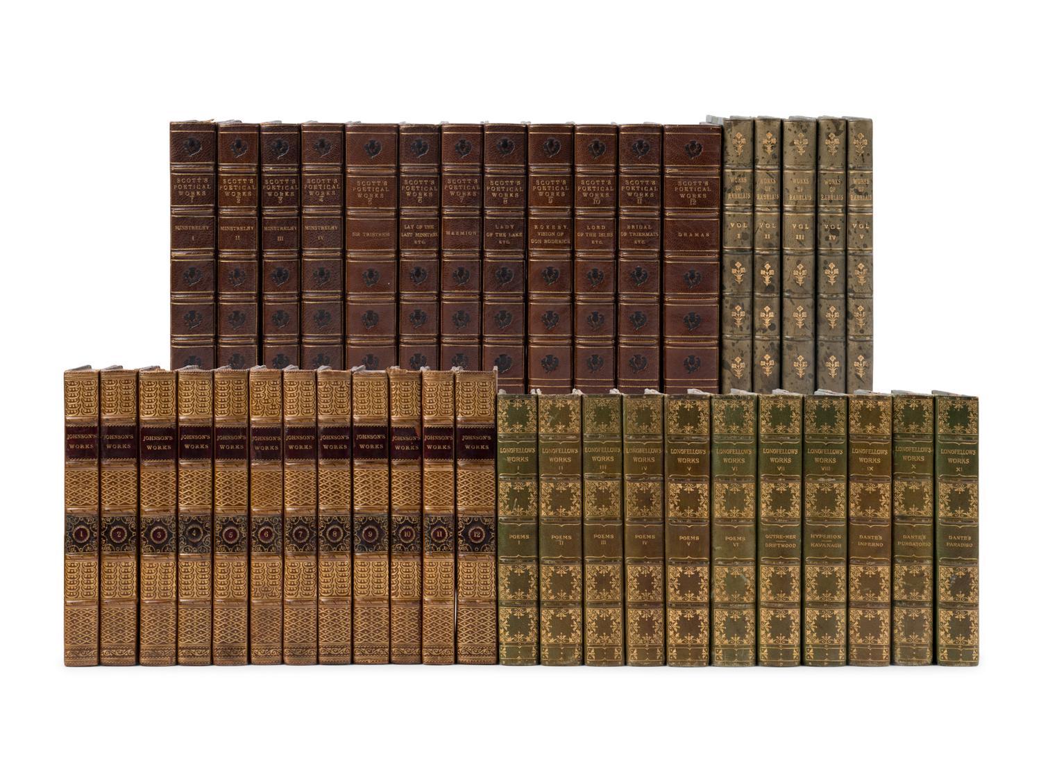 [BINDINGS]. A group of 4 literary sets in 40 volumes, comprising: