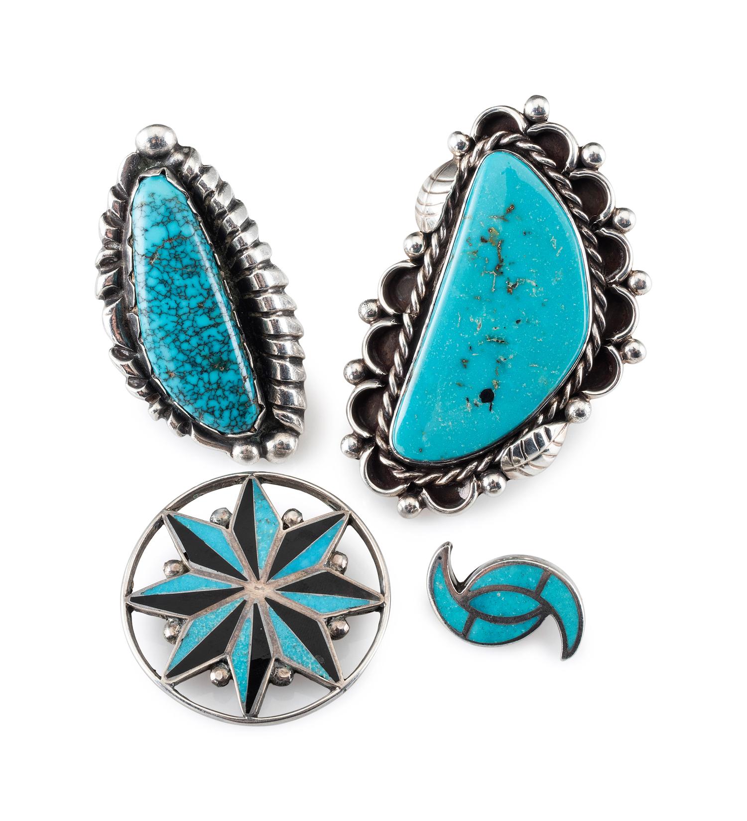 Collection of Navajo and Zuni Brooches and Rings