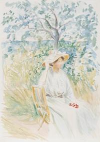 Paule Gobillard (French, 1867-1946) — Jeune Fille au Chapeau de Paille dans le Jardin à Givry, Bourgogne , 1898