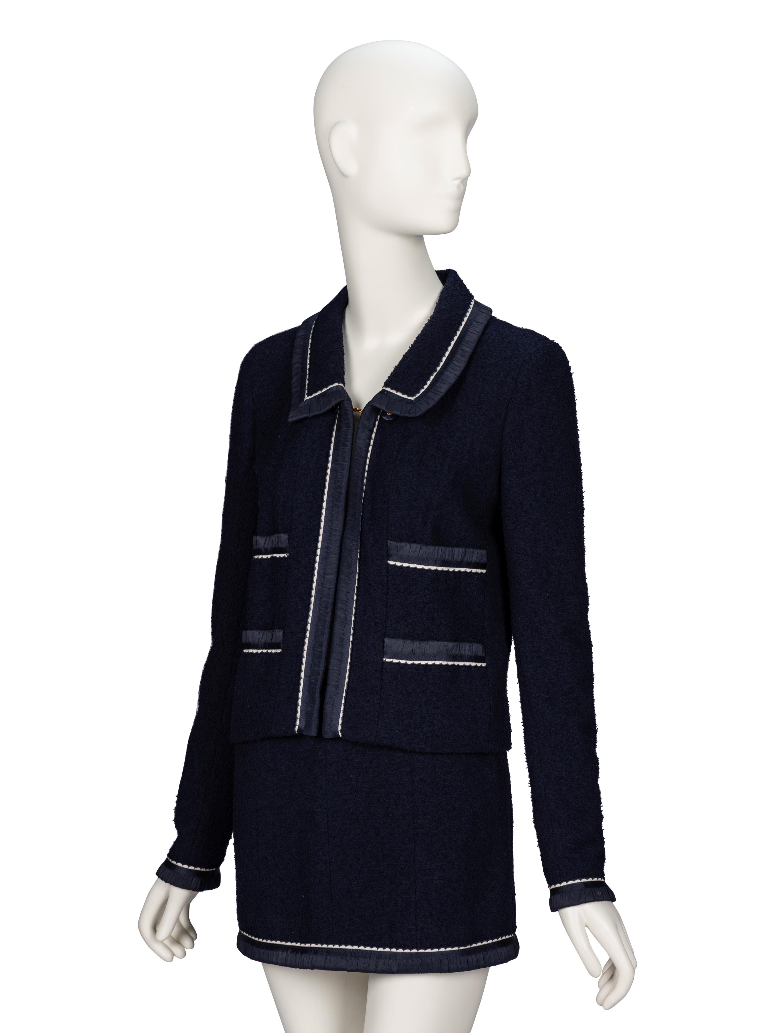 Chanel, Navy Bouclé Tweed Suit
