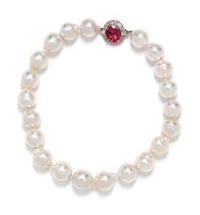 TOURMALINE, DIAMOND AND CULTURED BAROQUE PEARL NECKLACE