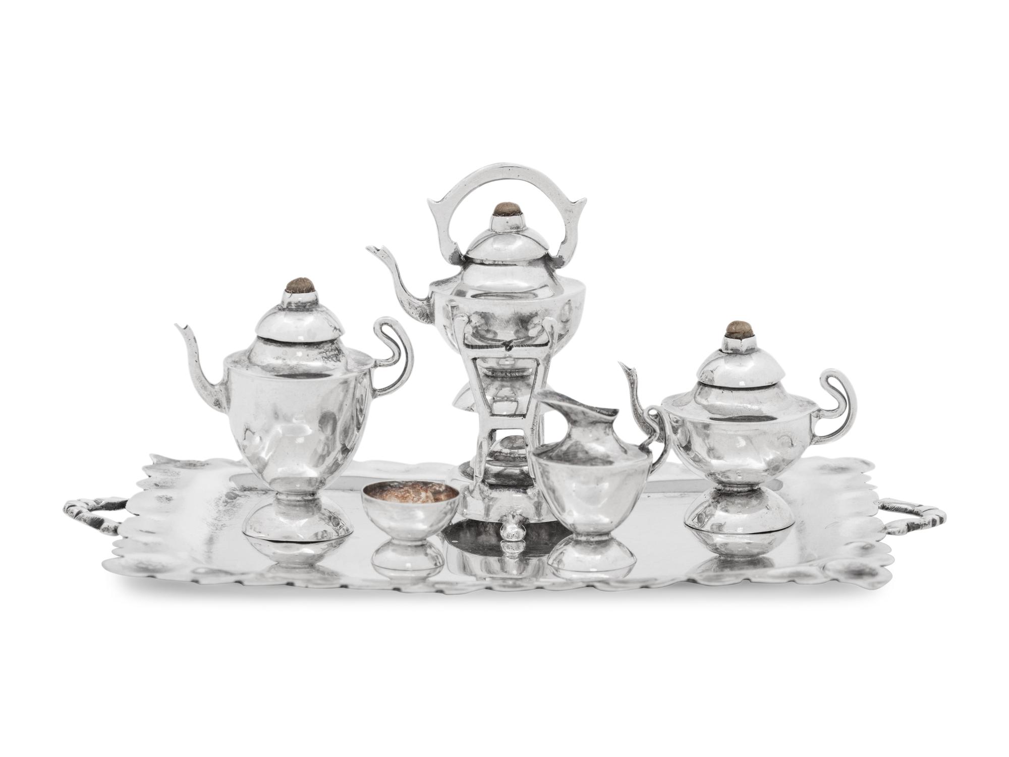 A Mexican Silver Miniature Six-Piece Tea and Coffee Service