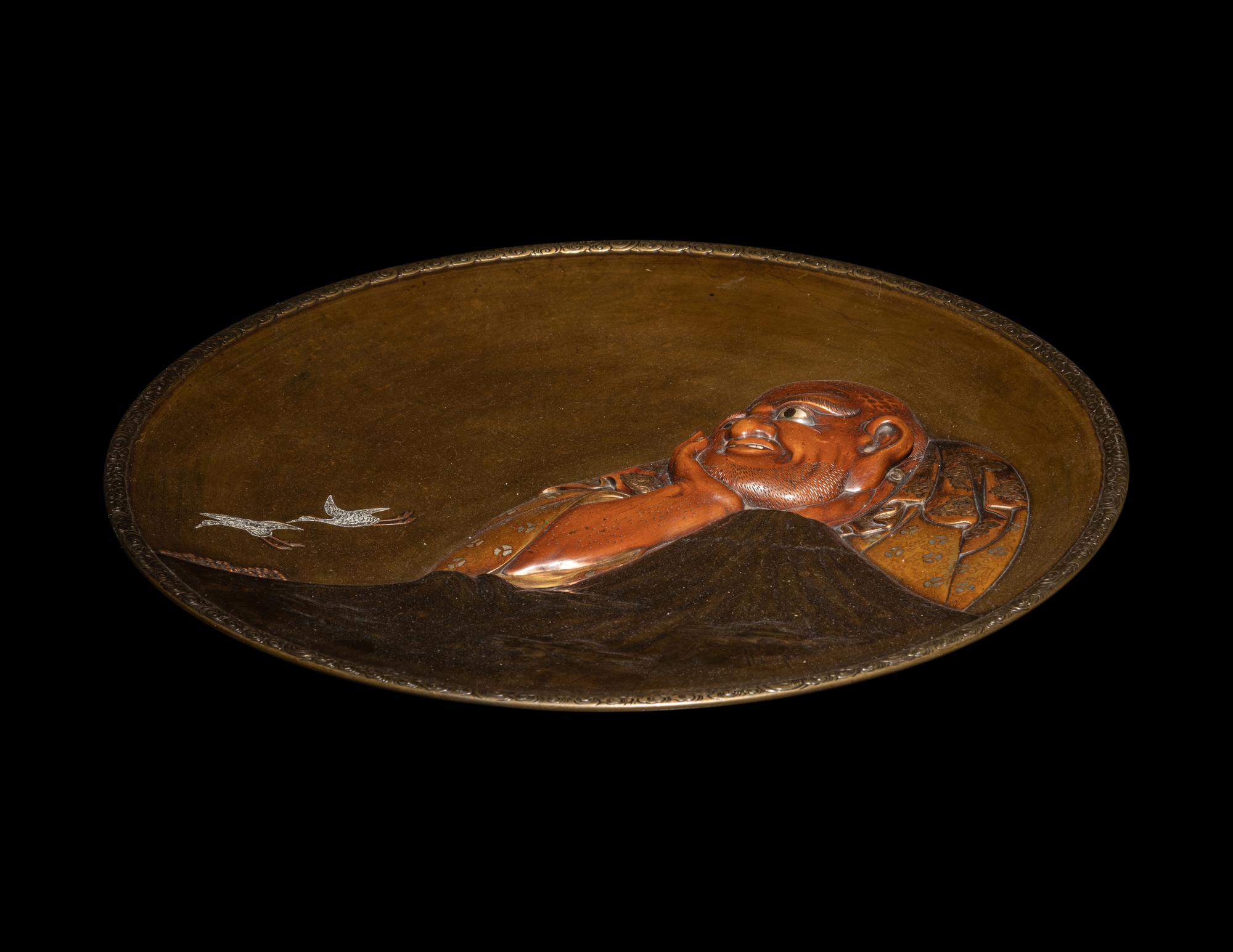 A Large Japanese Bronze and Mixed-Metal Charger