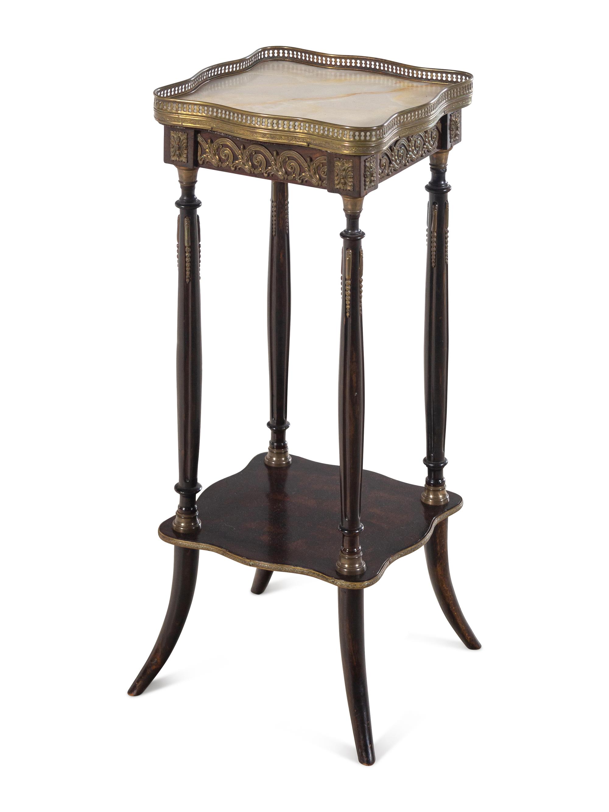 A Louis XVI Style Gilt Bronze Mounted Onyx-Top Side Table
