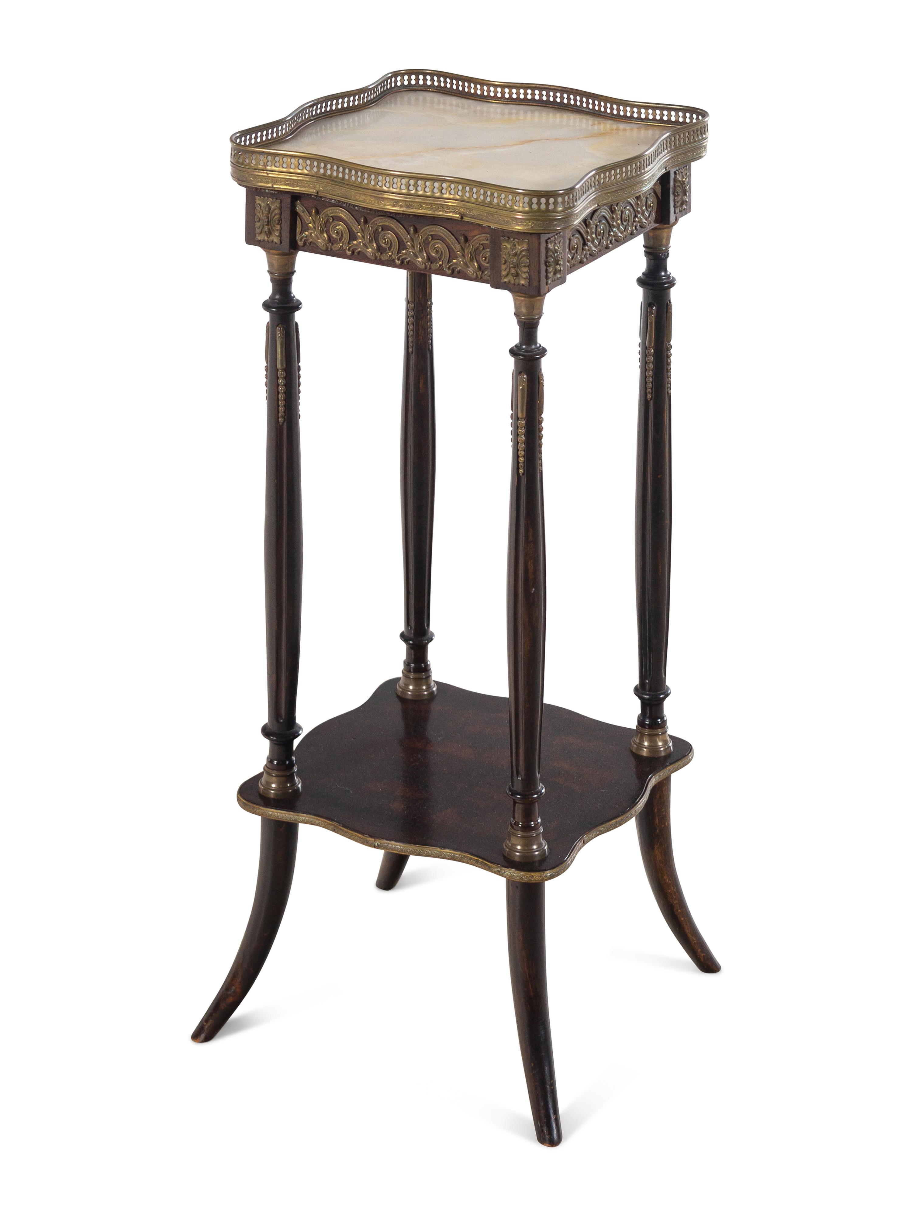 A Louis XVI Style Gilt Bronze Mounted Onyx-Top Side Table