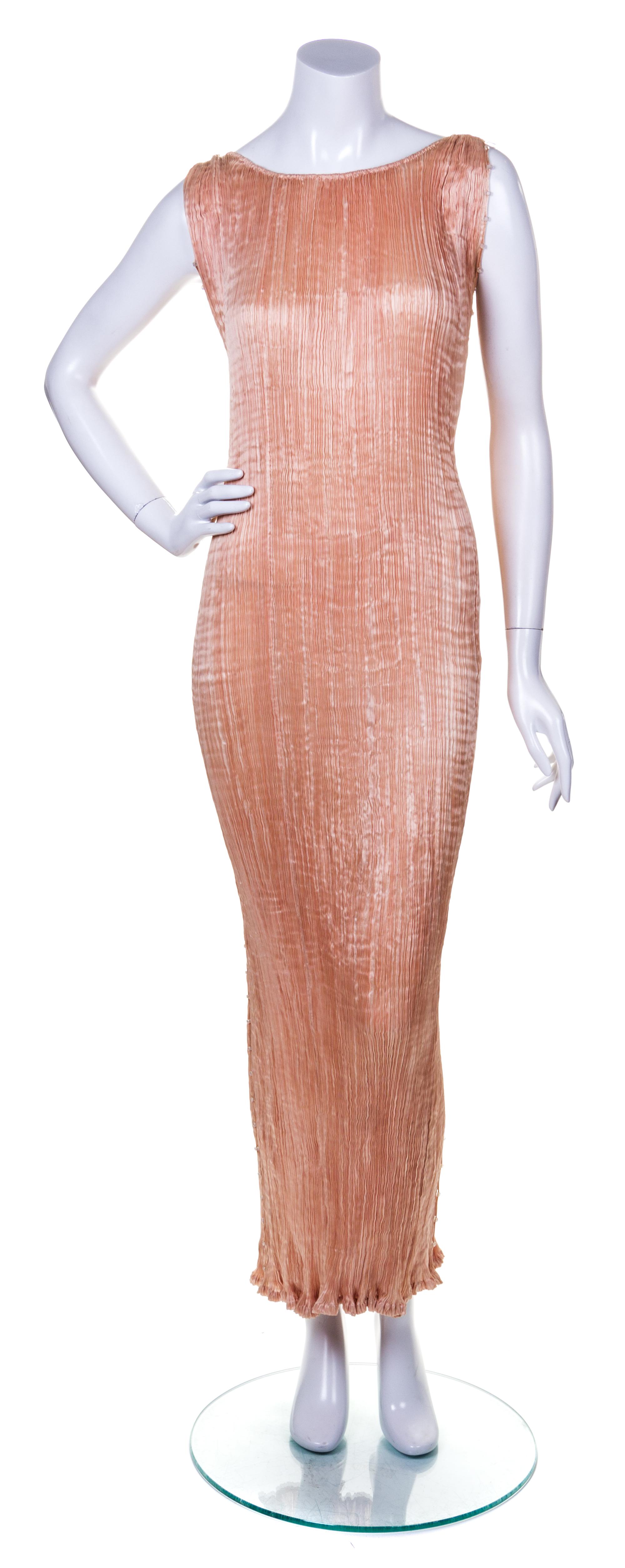 A Mariano Fortuny Apricot "Delphos" Gown,