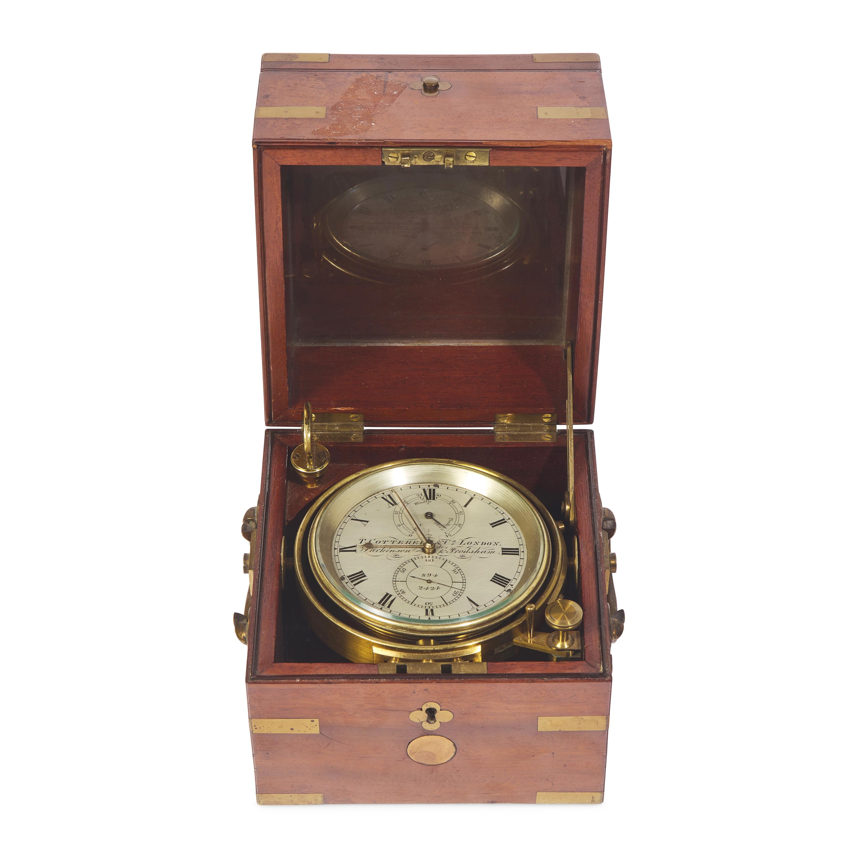 A Brass and Mahogany Marine Chronometer