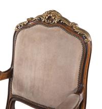 A Pair of Continental Parcel Gilt Armchairs with Suede Upholstery