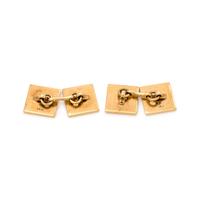 TIFFANY & CO., YELLOW GOLD AND RUBY CUFFLINKS