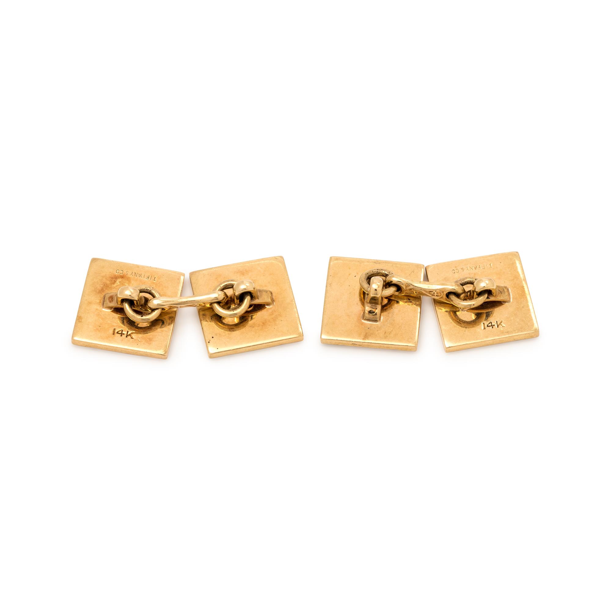 TIFFANY & CO., YELLOW GOLD AND RUBY CUFFLINKS