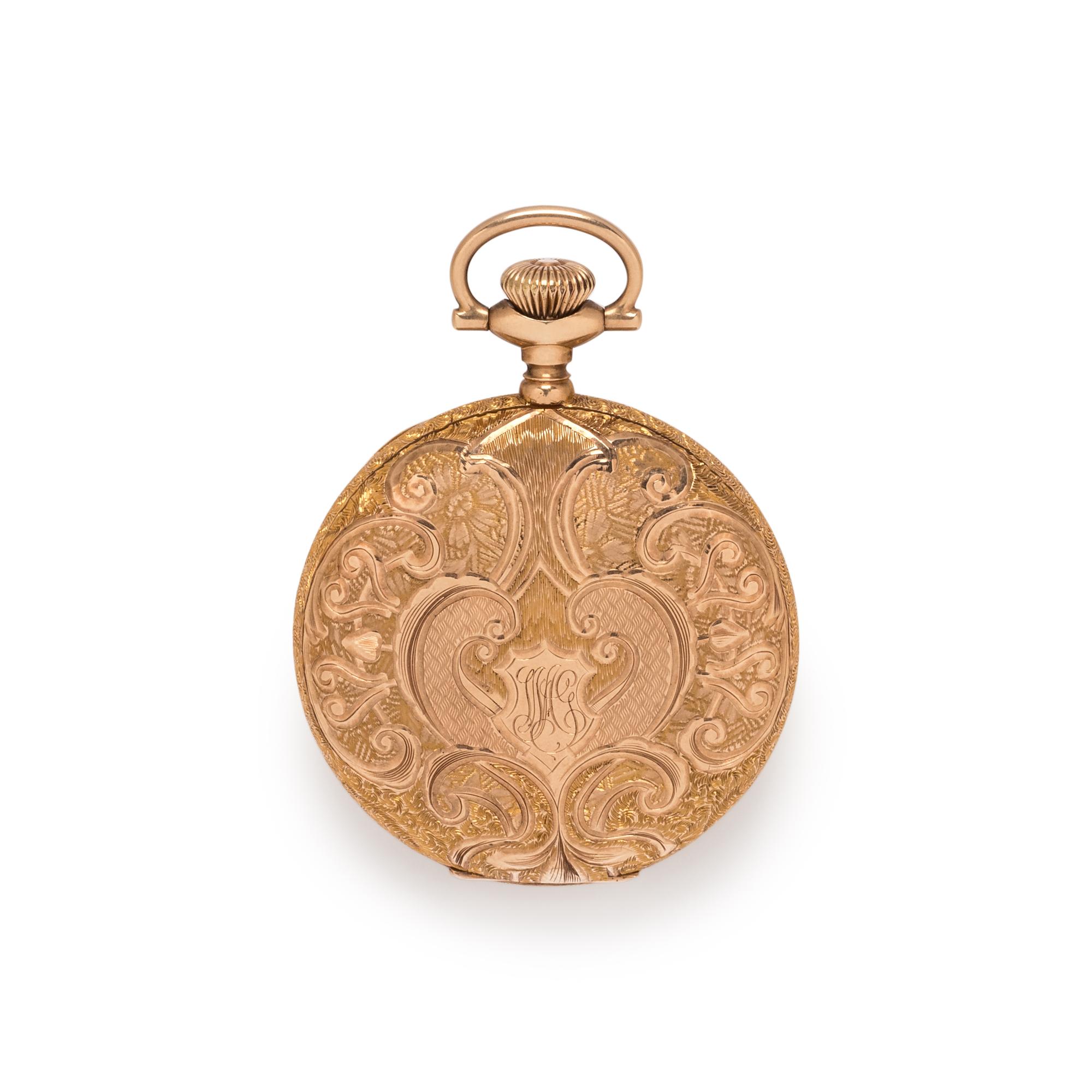 ELGIN, 14K YELLOW GOLD HUNTER CASE POCKET WATCH