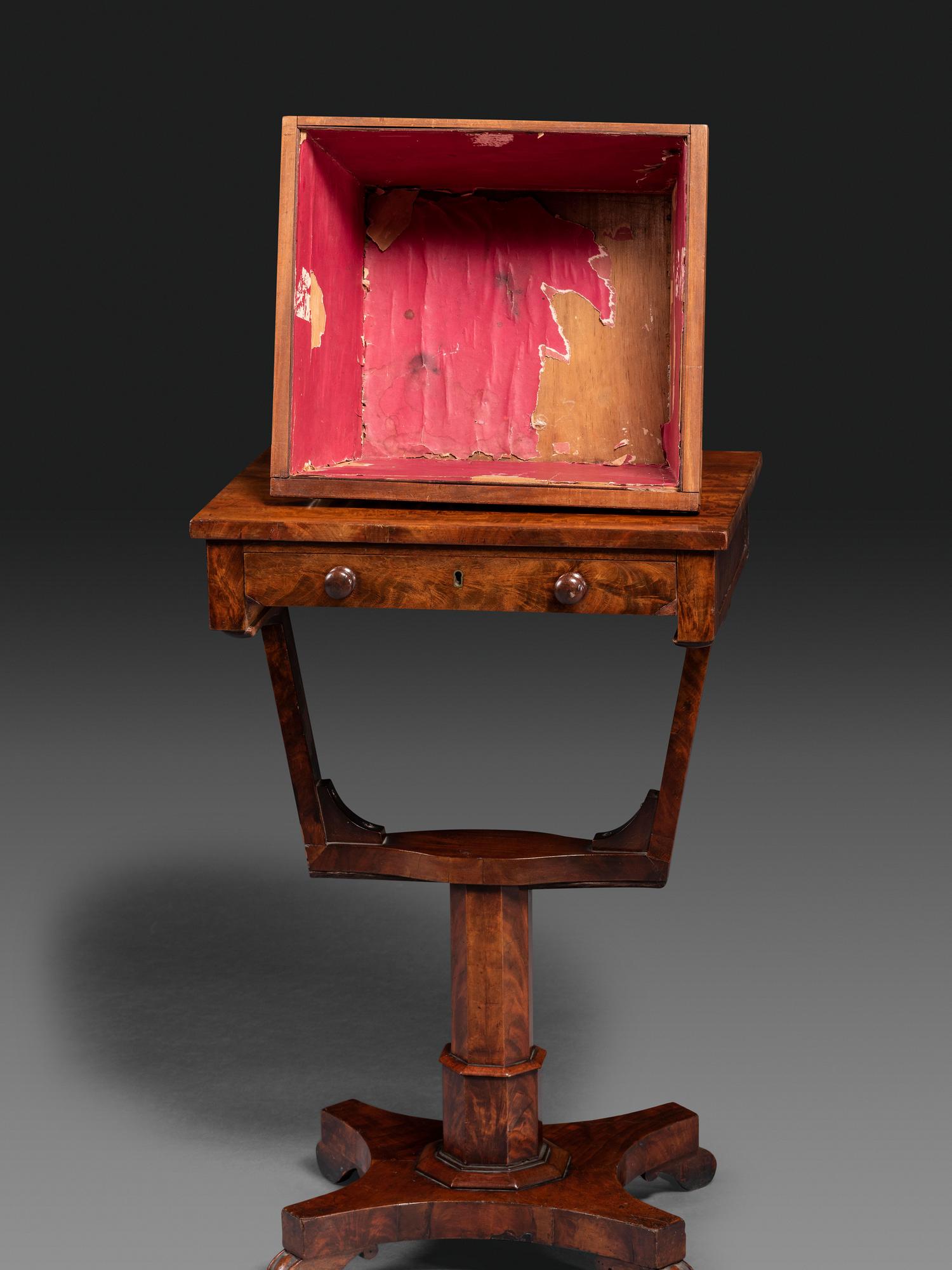 A Late Classical Figured Mahogany Sewing Table