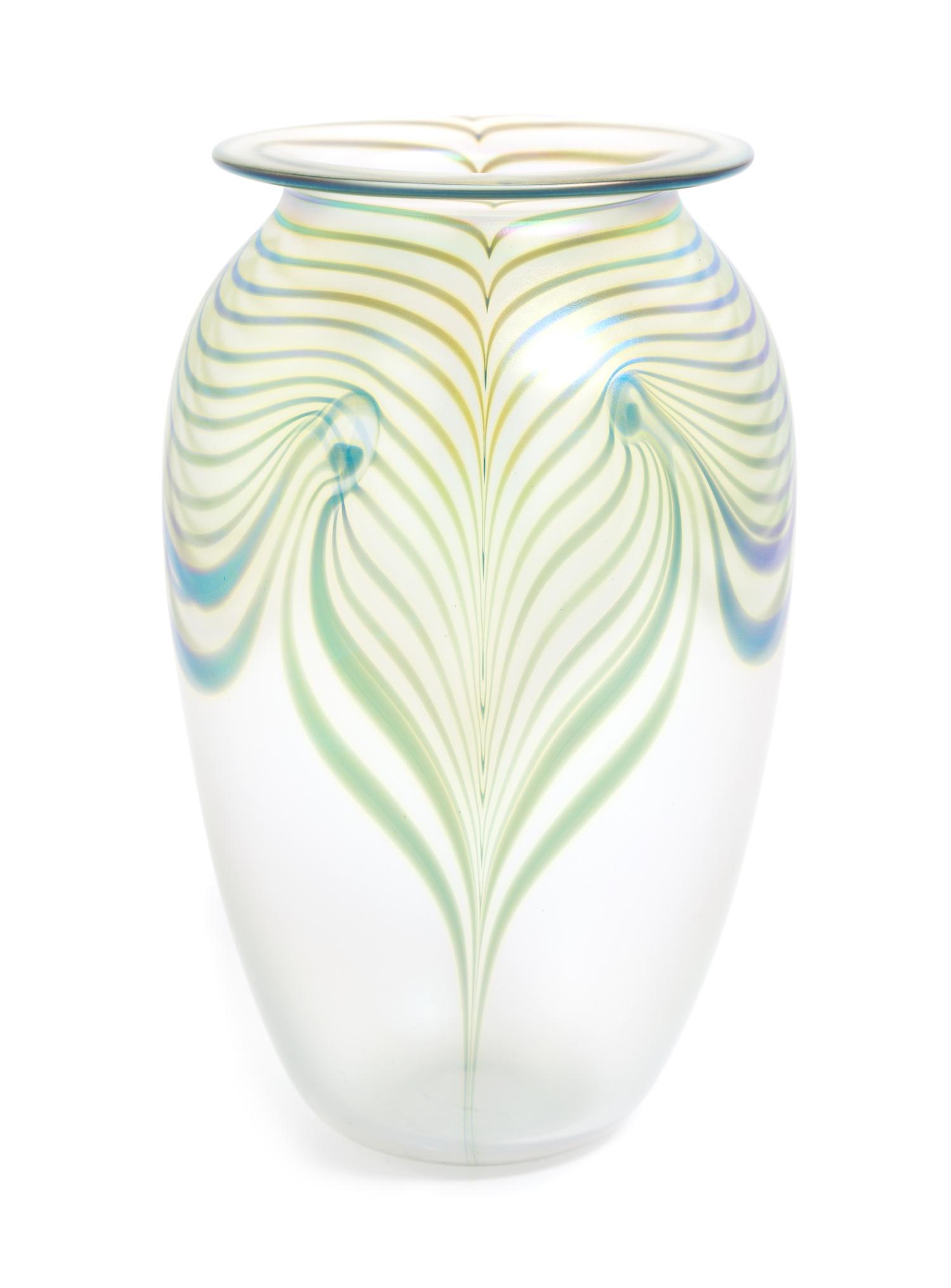Robert Eickholt, COLUMBUS, OHIO, 1989, an iridescent glass vase