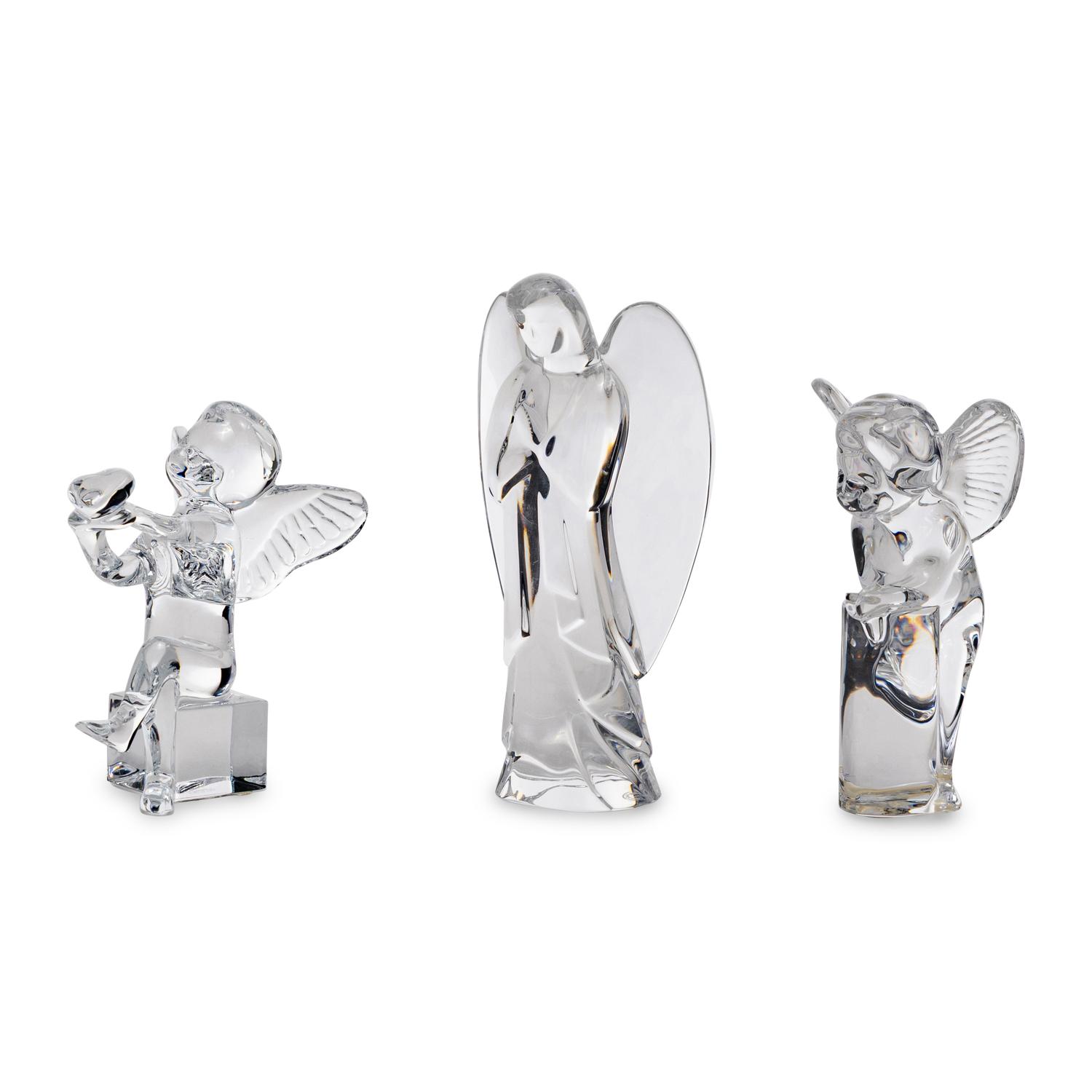 A Group of Three Baccarat Angel Figures