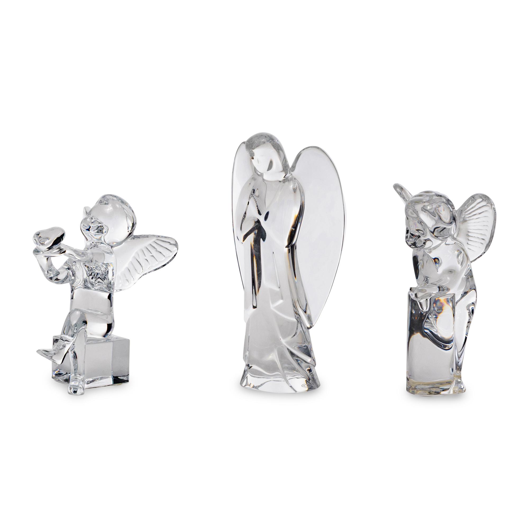 A Group of Three Baccarat Angel Figures