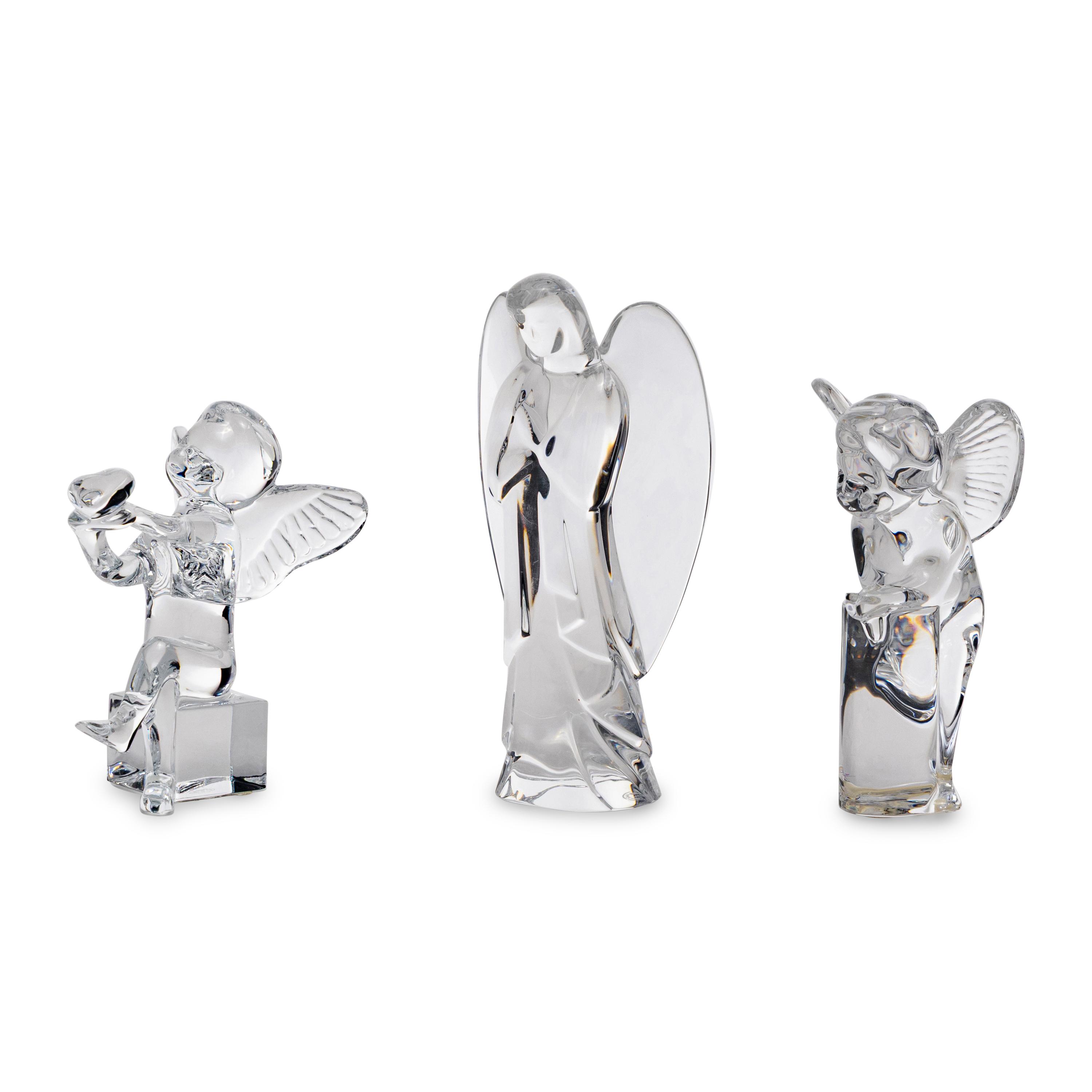 A Group of Three Baccarat Angel Figures