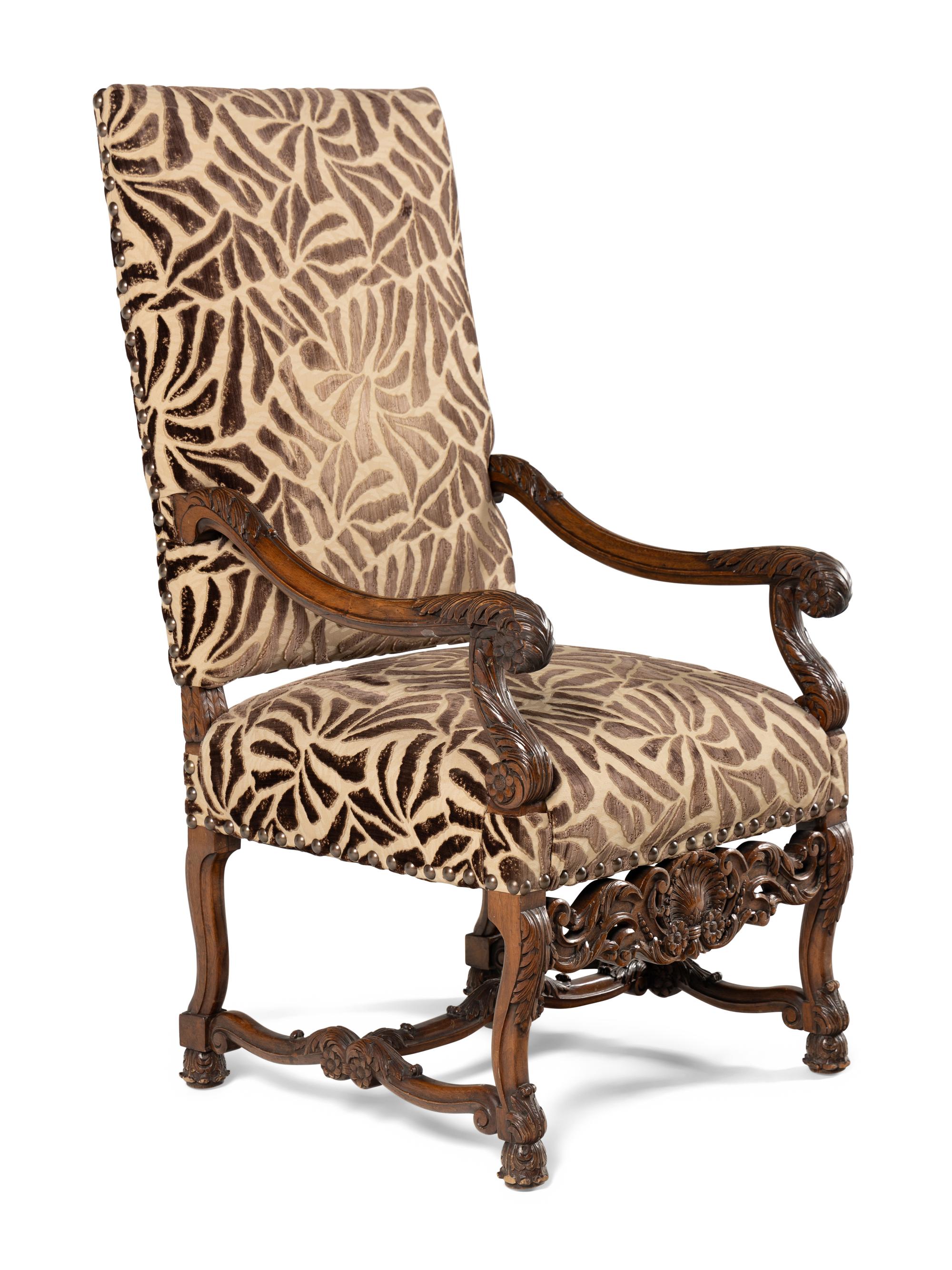 An Italian Rococo Revival Walnut Armchair