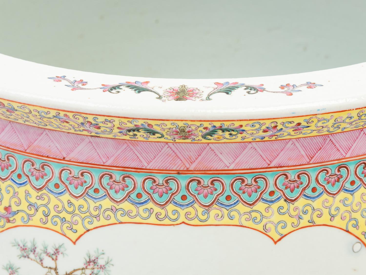 A Pair of Chinese Export Yellow Ground Enameled Porcelain Jardinières