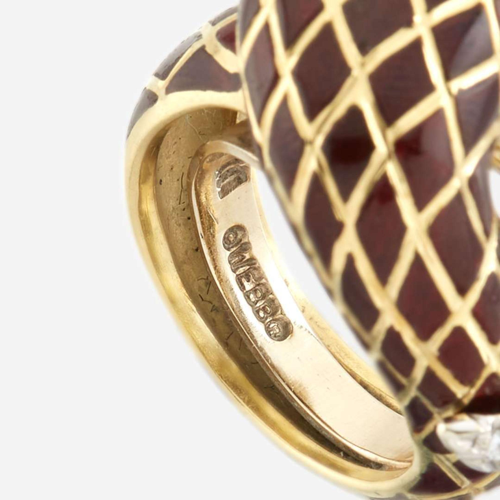 An enamel, diamond, emerald, and gold ring, David Webb