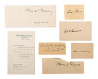 [POLITICS]. A group of presidential and vice presidential autographs and memorabilia, including TAFT, HARDING, COOLIDGE, HOOVER, TRUMAN, and FORD.