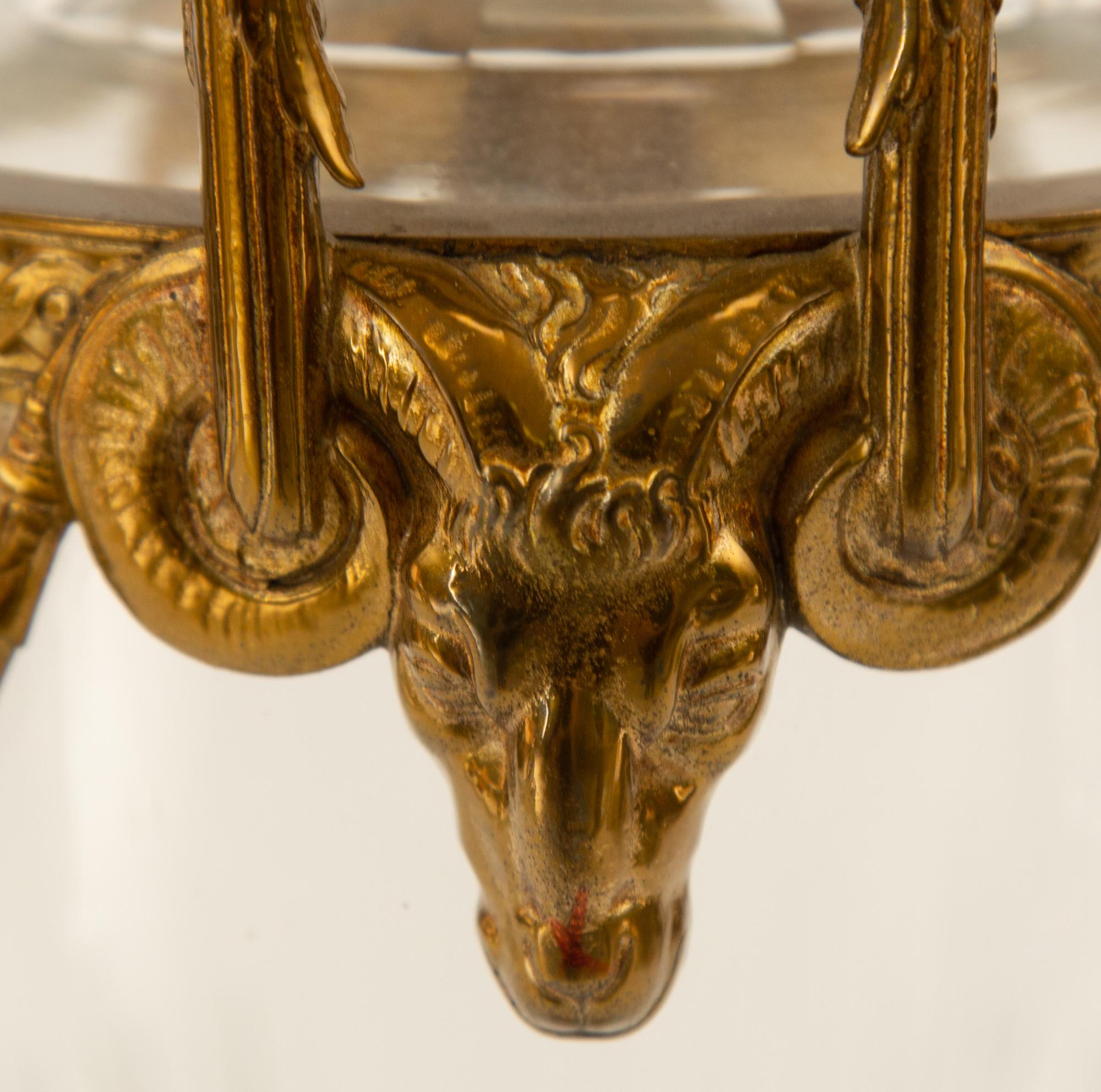 A Pair of French Empire Style Gilt-Metal Mounted Glass Vases — 20th Century