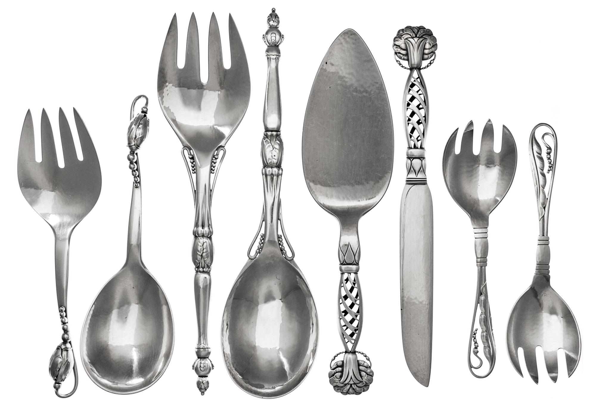 A Group of Nineteen Danish Silver Serving Articles, Georg Jensen Silversmithy, Copenhagen, First Quarter 20th Century and Later, compri