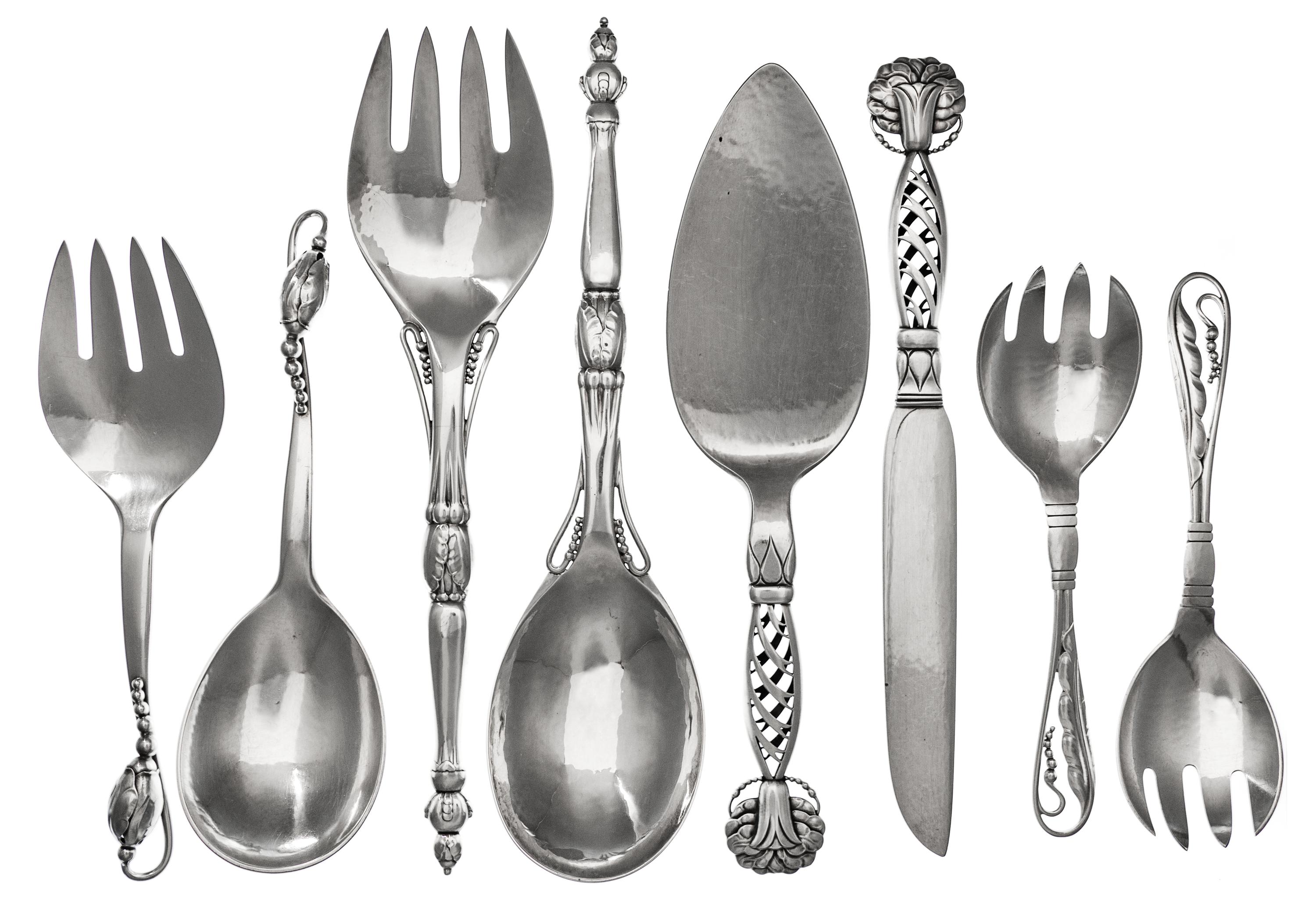 A Group of Nineteen Danish Silver Serving Articles, Georg Jensen Silversmithy, Copenhagen, First Quarter 20th Century and Later, compri