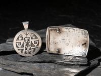 Silver Overlay Pendant and Belt Buckle
