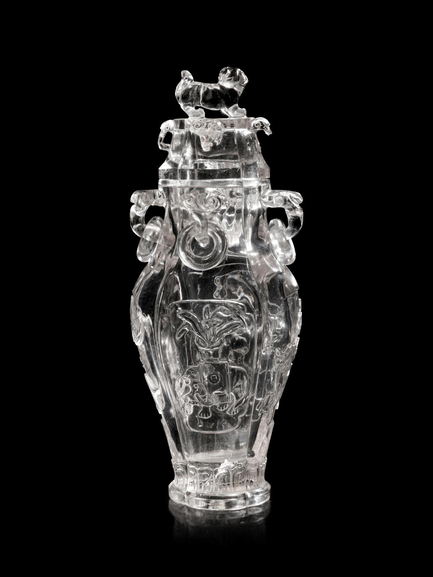 A Carved Rock Crystal Vase and Cover