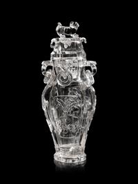 A Carved Rock Crystal Vase and Cover
