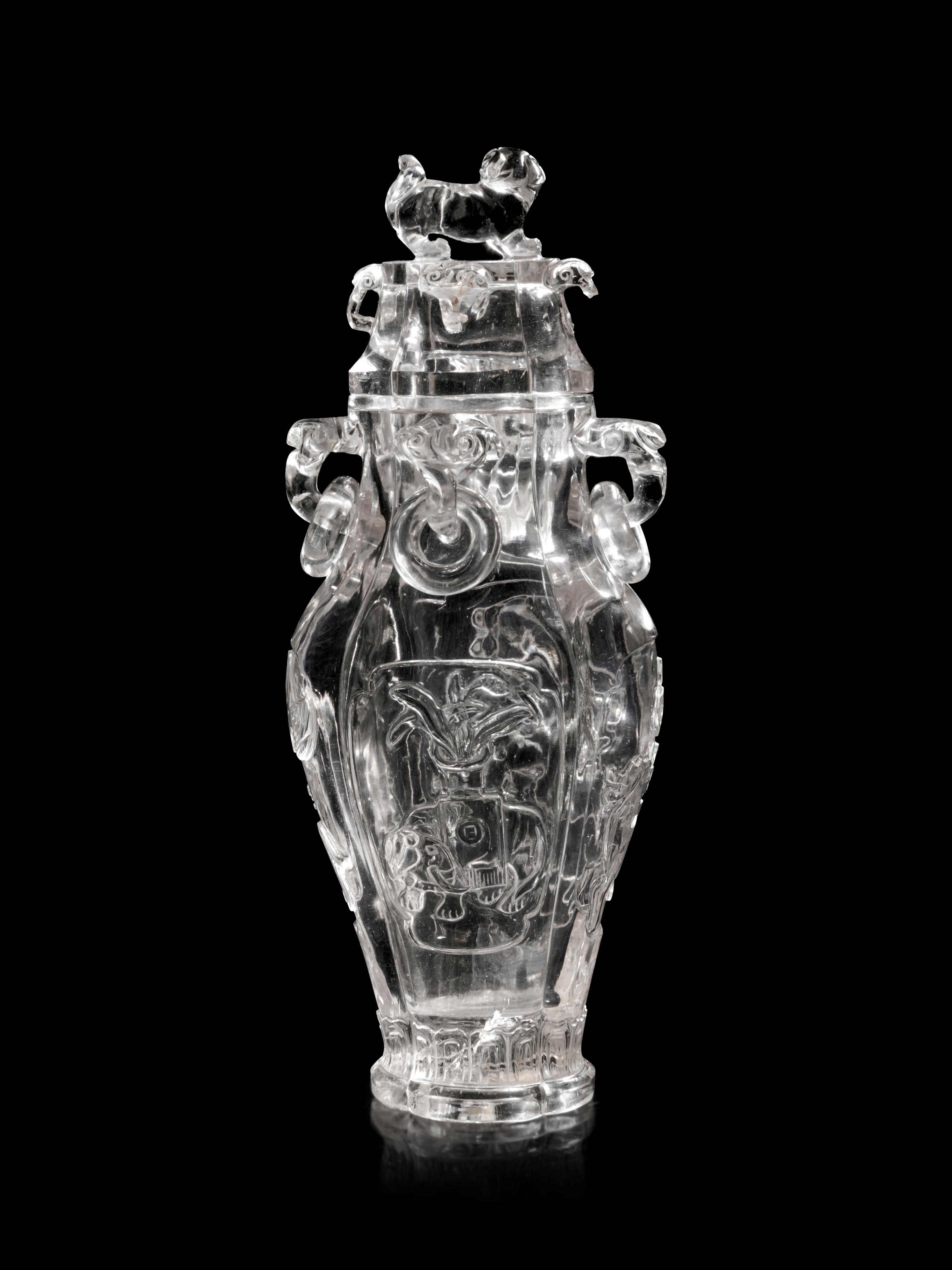 A Carved Rock Crystal Vase and Cover