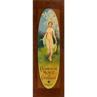 A Champagne Moët Et Chandon Art Nouveau Painted Panel Advertisement