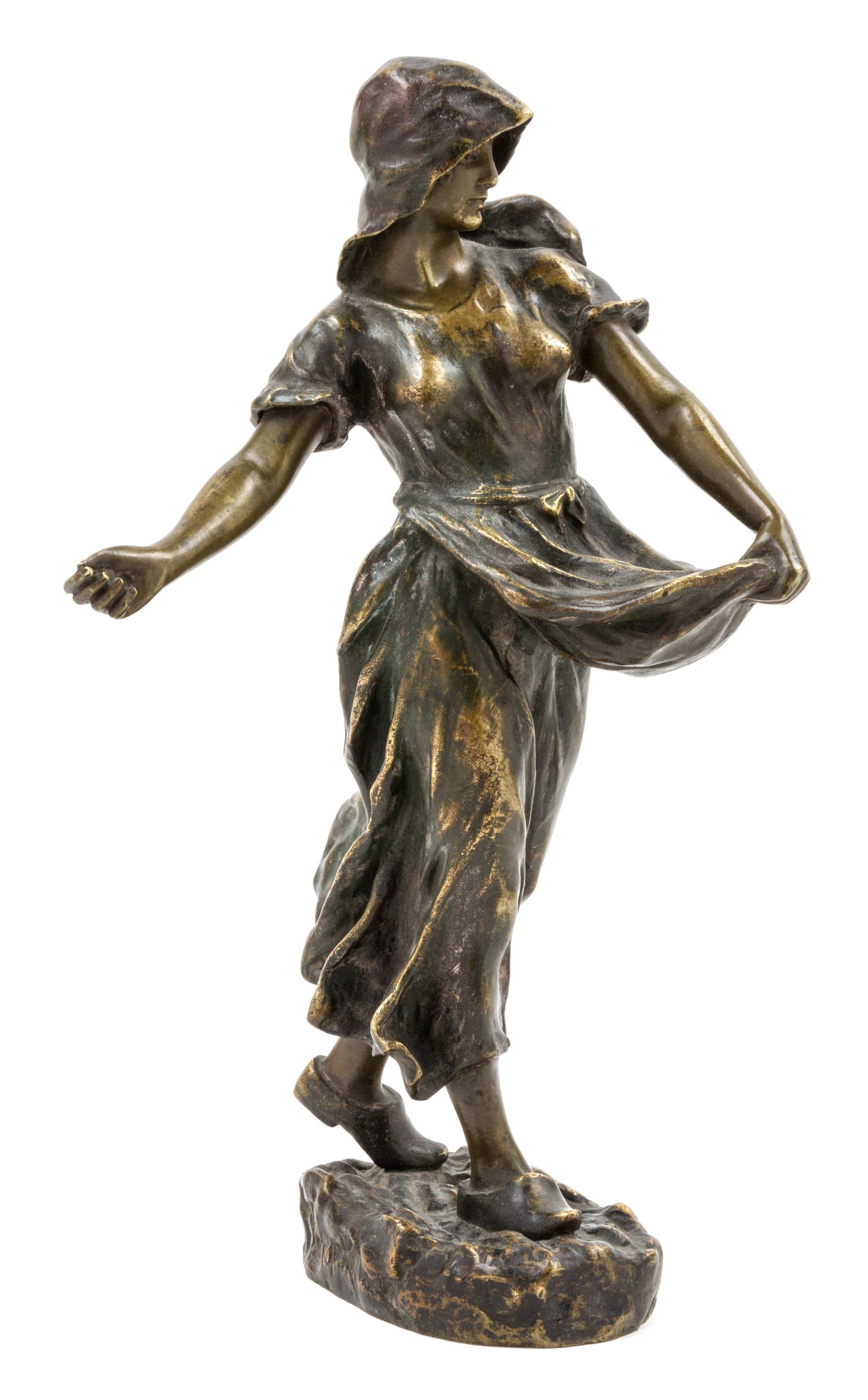 A Continental Parcel Gilt Bronze Figure Height 11 1/4 inches.