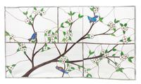 An Art Noveau Style Leaded Glass Panel 60 3/4 x 35 inches.