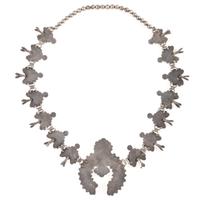 Zuni Silver and Petit Point Turquoise Squash Blossom Necklace
