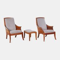 A Pair of 'Wing' Chairs and Ottoman Auburn, Maine, 2004