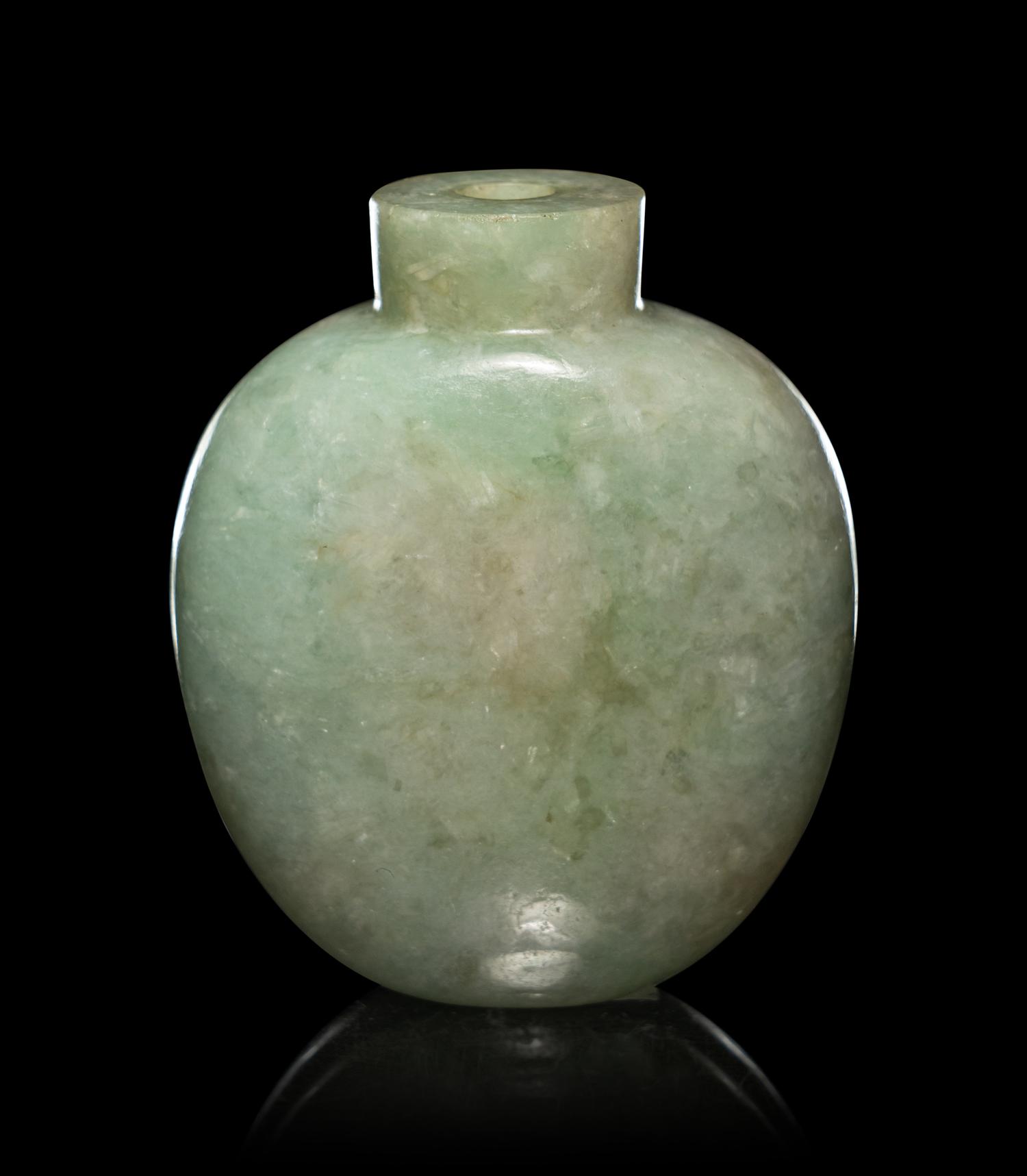 Two Green Jadeite Snuff Bottles