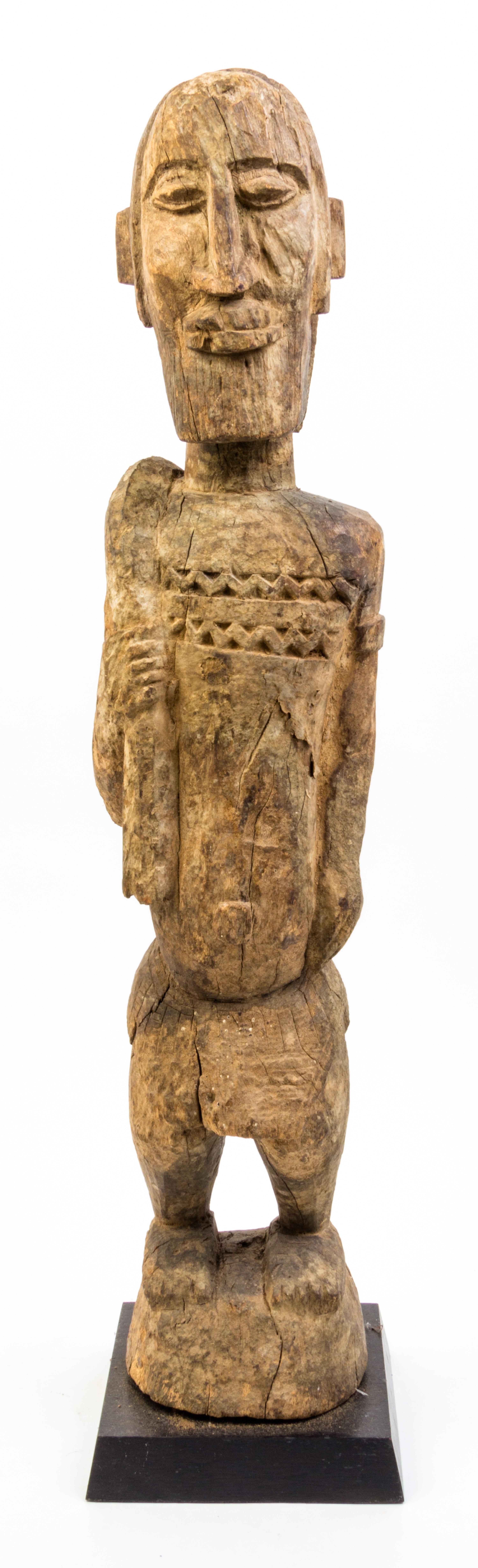 A Carved Wood Figure Height of figure overall 32 inches.