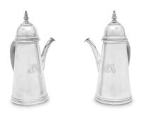 A Pair of English Britannia Silver Coffee Pots