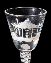 A Beilby Enameled Opaque Twist Wine Glass