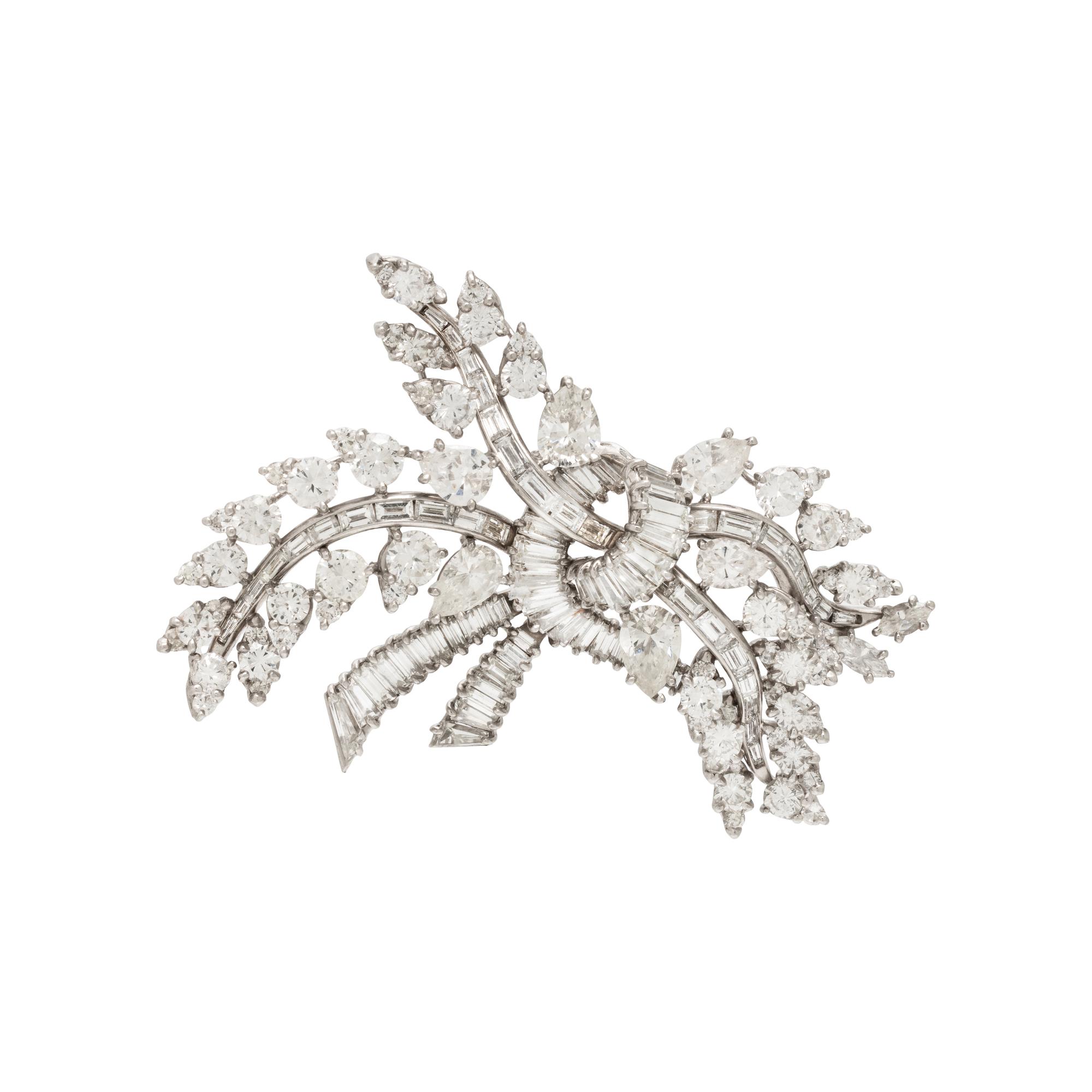 Diamond and Platinum Spray Brooch
