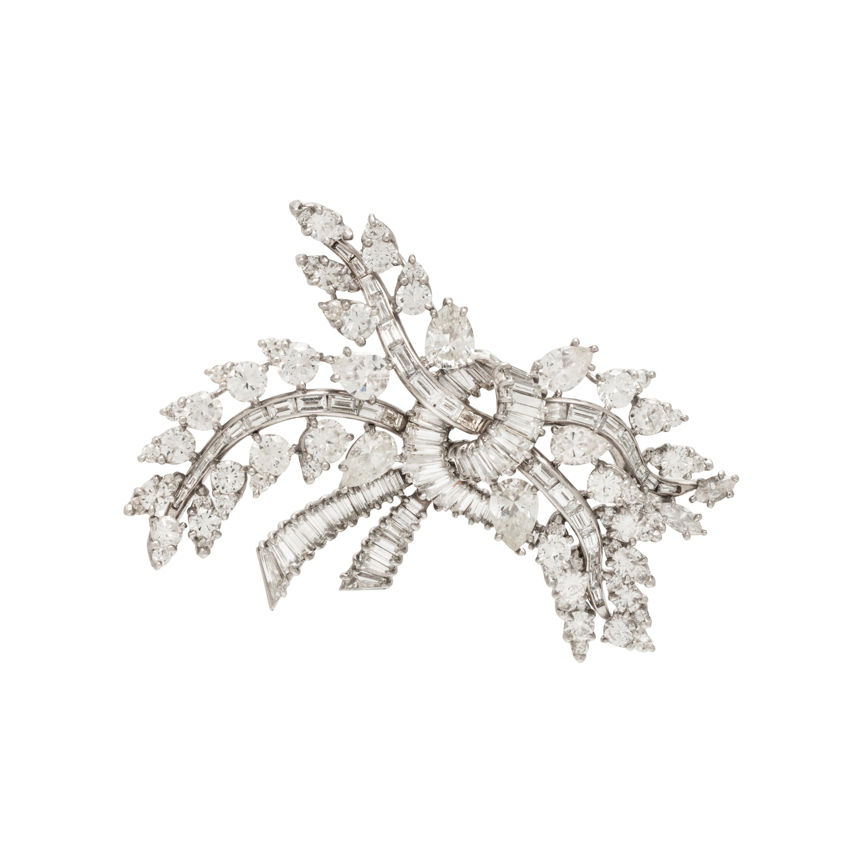 Diamond and Platinum Spray Brooch