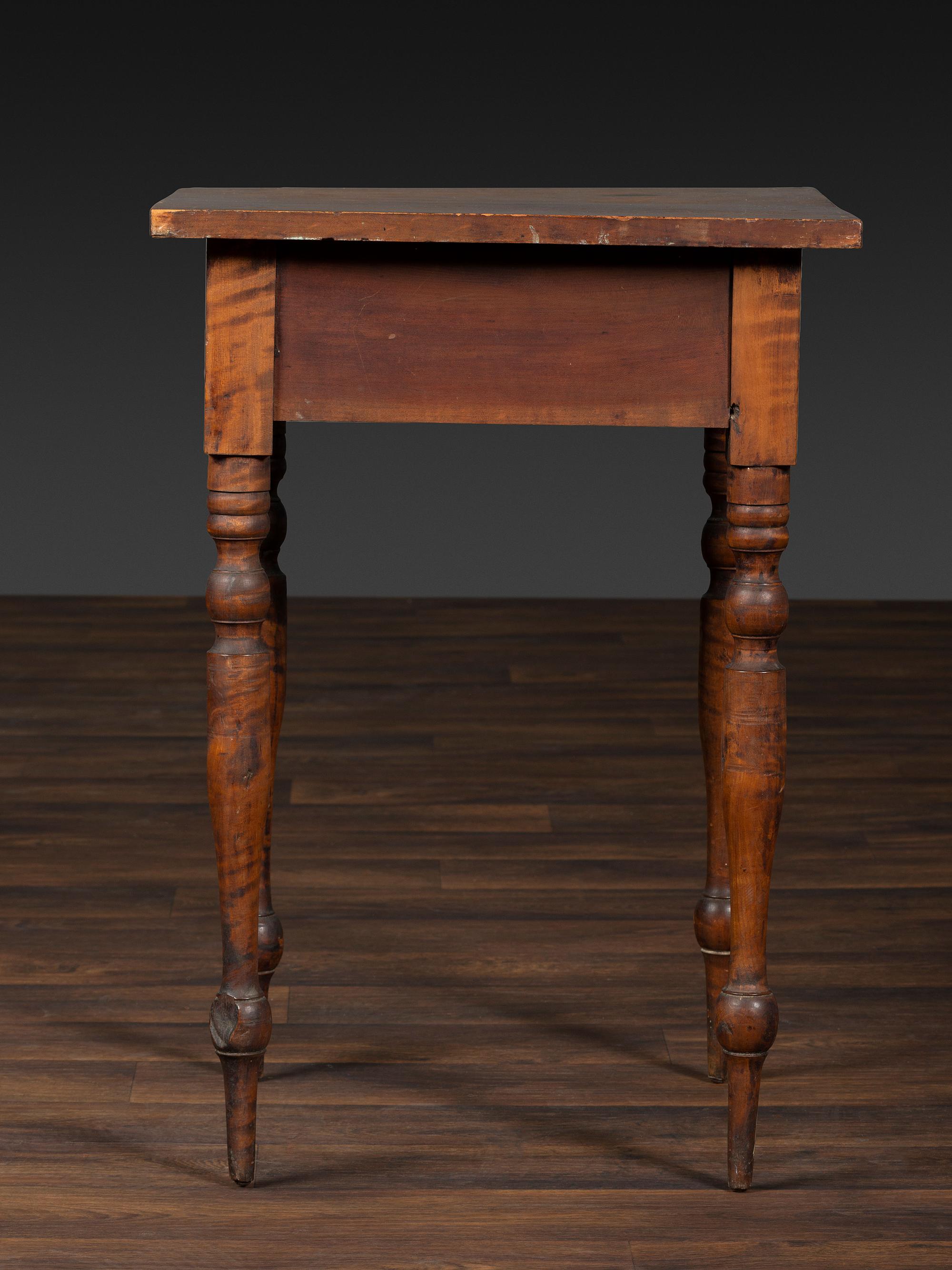 A Federal Cherrywood and Tiger Maple One Drawer Work Stand