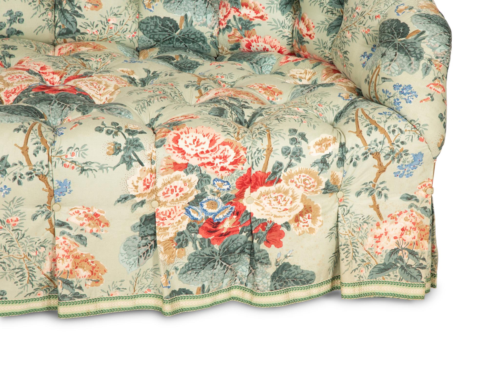 A Button-Tufted Floral Chintz Sofa
